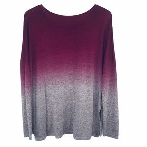 Umgee Burgundy Ombre Long Sleeve Cozy Boho Top – Size Small